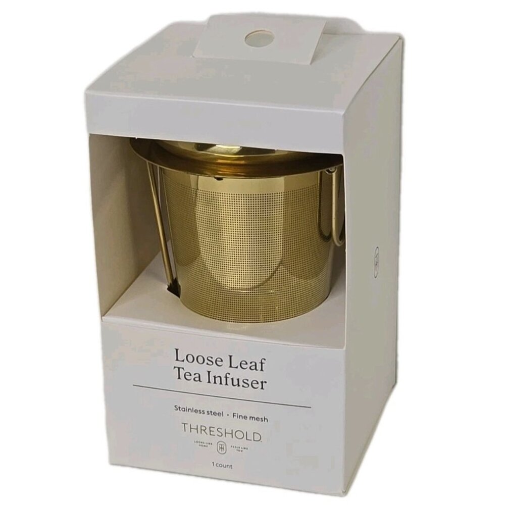 Gold-tone Loose Leaf Tea Infuser – Stainless Steel Fine Mesh by Threshold